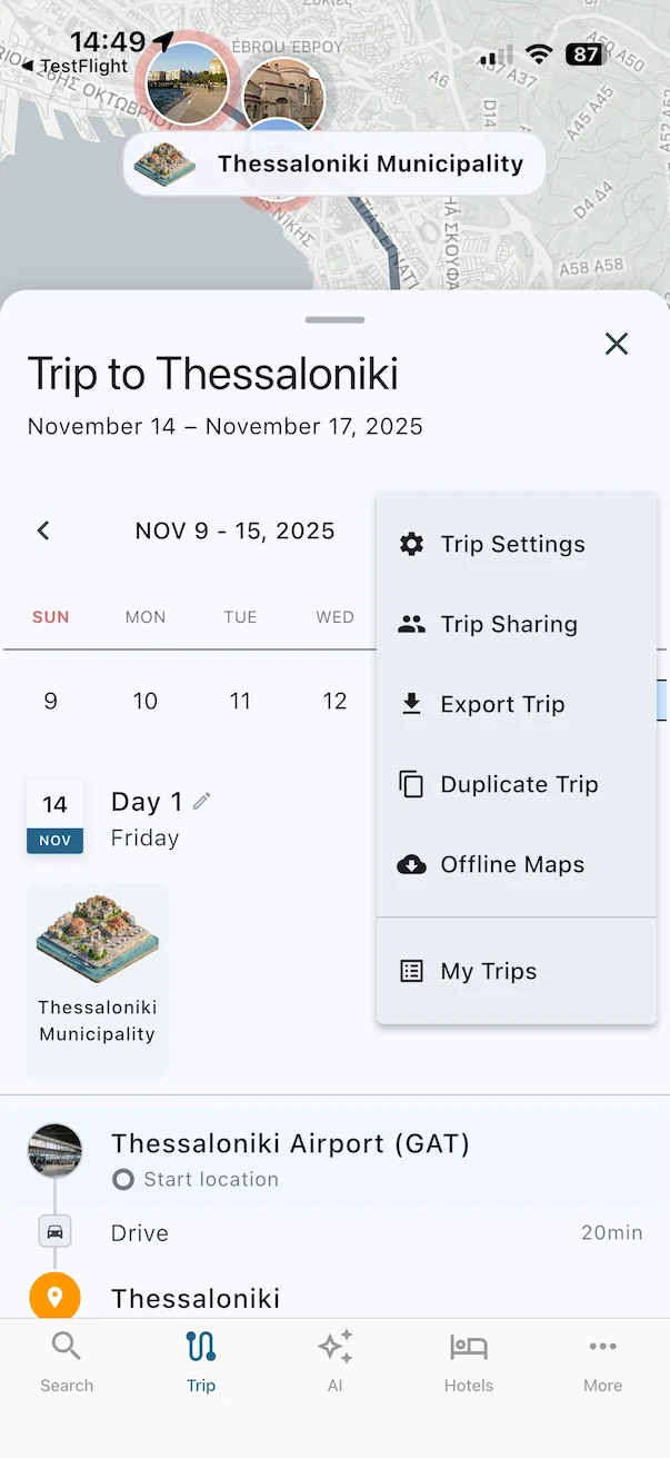 How to download offline maps on Tripomatic trip planner